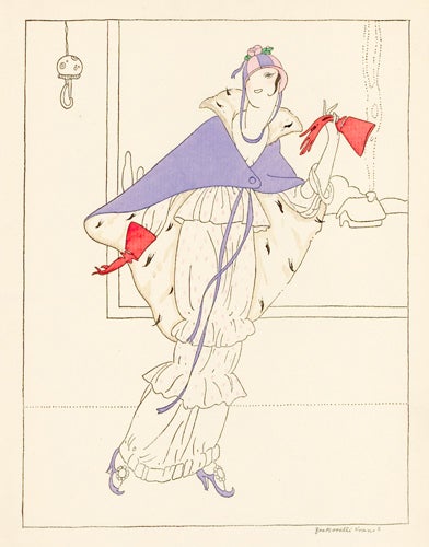 Item nr. 156817 Woman in a White Dress with a Purple Cape. Le Dessus du Panier. Zoe de Borelli-Vranska.