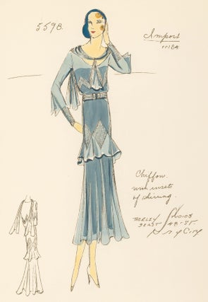 Item nr. 156846 Blue Chiffon Dress. Unknown Artist
