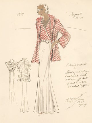 Red and White Evening Ensemble.