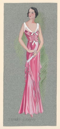 Woman in a Pink Dress. D'apres Gravure (drawn from engraving).