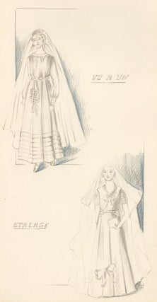 Item nr. 156898 Two Wedding Dresses. Vu a un Etalage (Seen in a display). French School