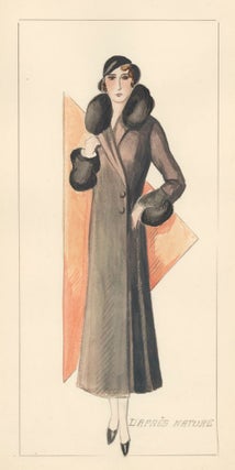 Item nr. 156901 Woman Wearing a Long Black Coat and Hat. D'apres Nature (drawn from life). French...
