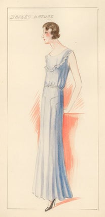 Item nr. 156907 Woman wearing a Blue Dress. D'aores Nature (drawn from life). French School