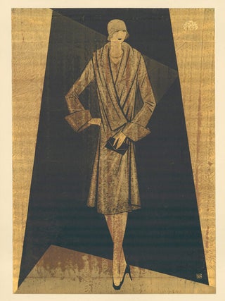 Fitted fur coat with cuffed sleeves. Trade Catalogue.