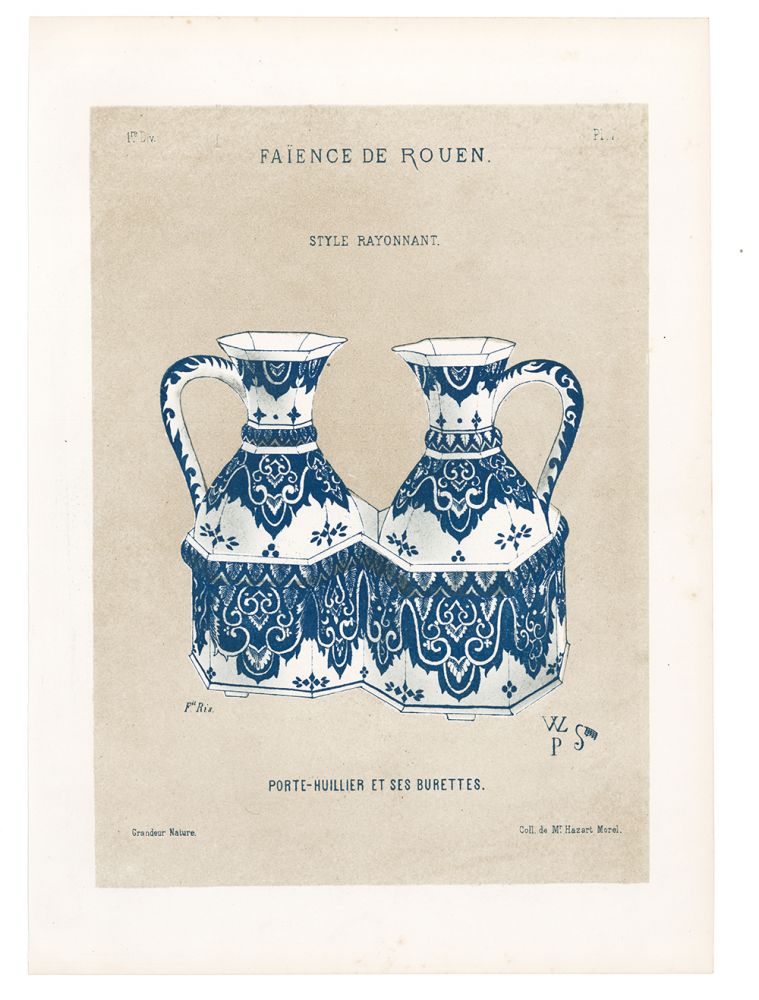 Item nr. 157025 Porte-Huillier et ses Burettes. Histoire des Faiences de Rouen. Andre Pottier.