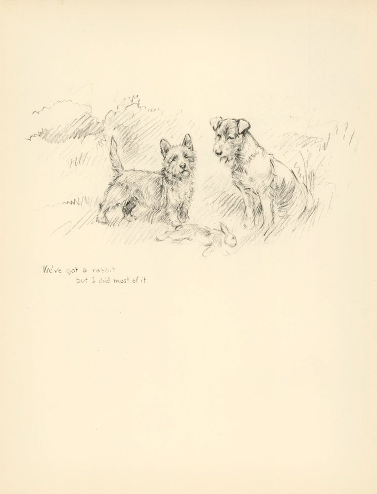Item nr. 157324 Two Terriers: We've got a rabbit. Reverse: Still the same old Roy the Ranger. Just Dogs: Sketches in Pen & Pencil. Kathleen Frances Barker.