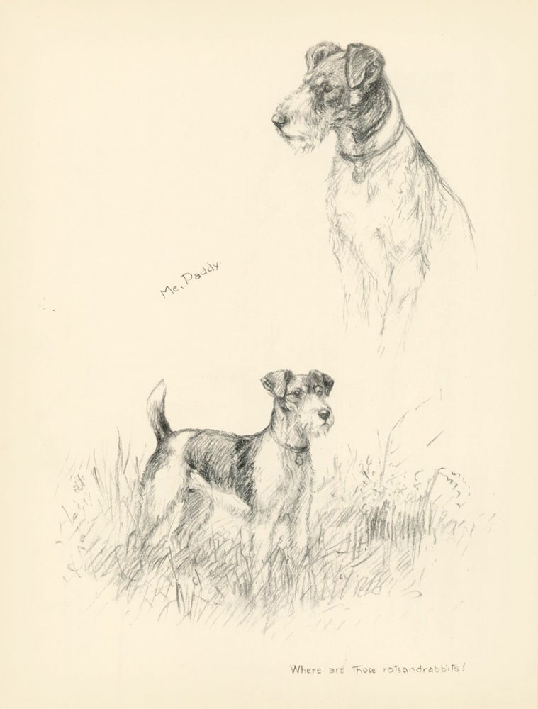 Item nr. 157329 Two Dogs. Reverse: Terrier. Just Dogs: Sketches in Pen & Pencil. Kathleen Frances Barker.