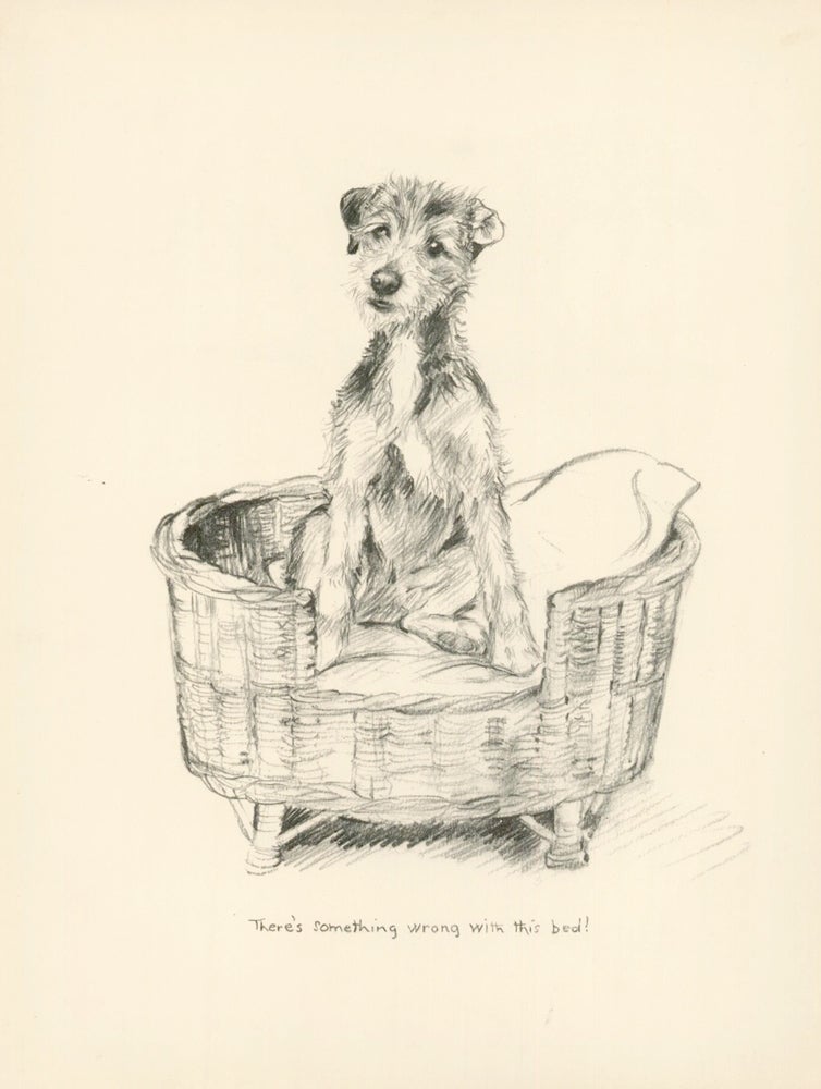 Item nr. 157345 Doggy bed. Reverse: German Shepherd. Just Dogs: Sketches in Pen & Pencil. Kathleen Frances Barker.
