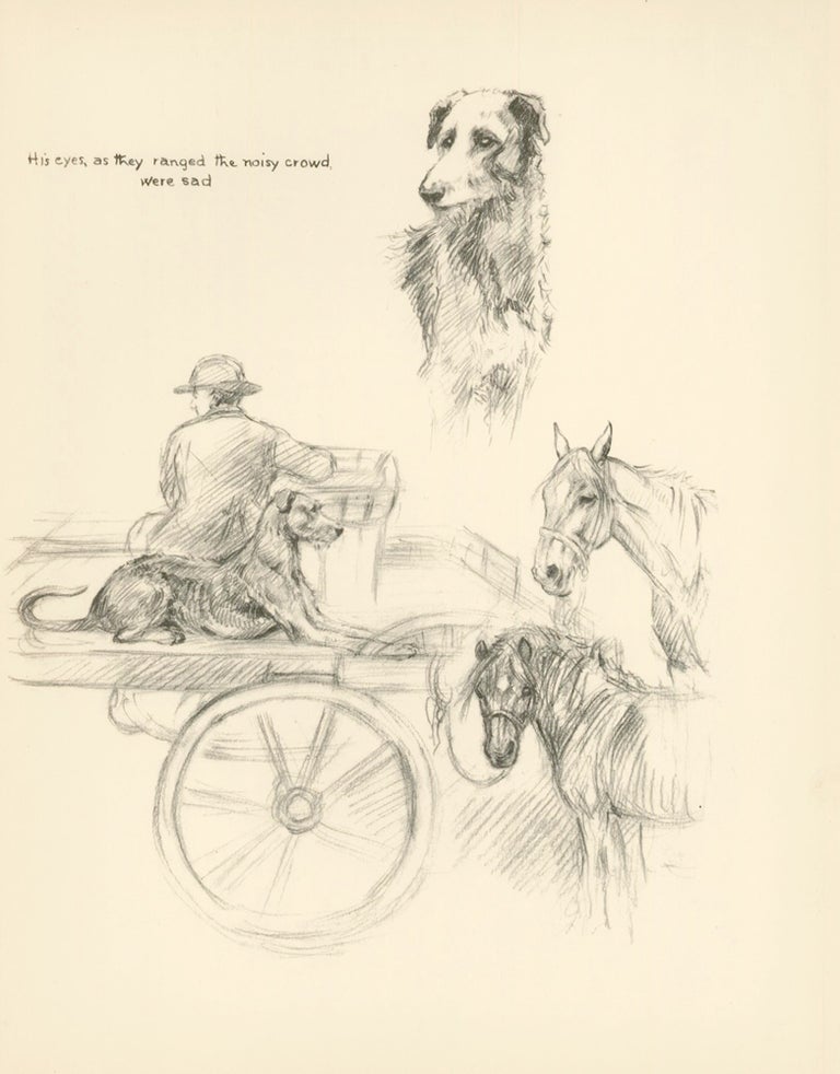 Item nr. 157347 Dog on a Horse Carriage. Just Dogs: Sketches in Pen & Pencil. Kathleen Frances Barker.