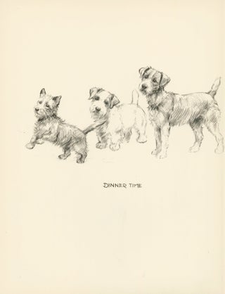 Item nr. 157366 Three Terriers. Reverse: Hound. Just Dogs: Sketches in Pen & Pencil. Kathleen...