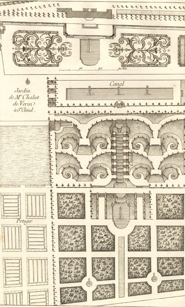 Item nr. 157393 Cahier 6, Plate 15. Jardin de M.r Chalut de Verin à S.t Cloud. Jardins Anglo-Chinois et Jardins de la Mode. George Louis Le Rouge.