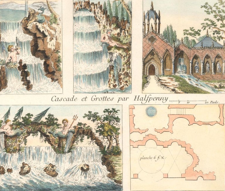 Item nr. 157397 Cahier 4, Plate 30. Cascade et Grottes par Halfpenny. Jardins Anglo-Chinois à la Mode. George Louis Le Rouge.