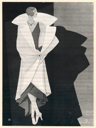 Item nr. 157524 Large white fur coat with oversized lapels, on geometric background. Trade...
