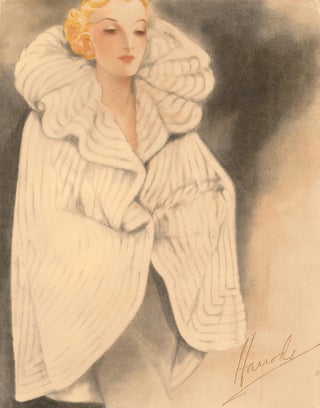 Item nr. 157532 White fur coat with ruffled collar. Trade Catalogue. Unknown