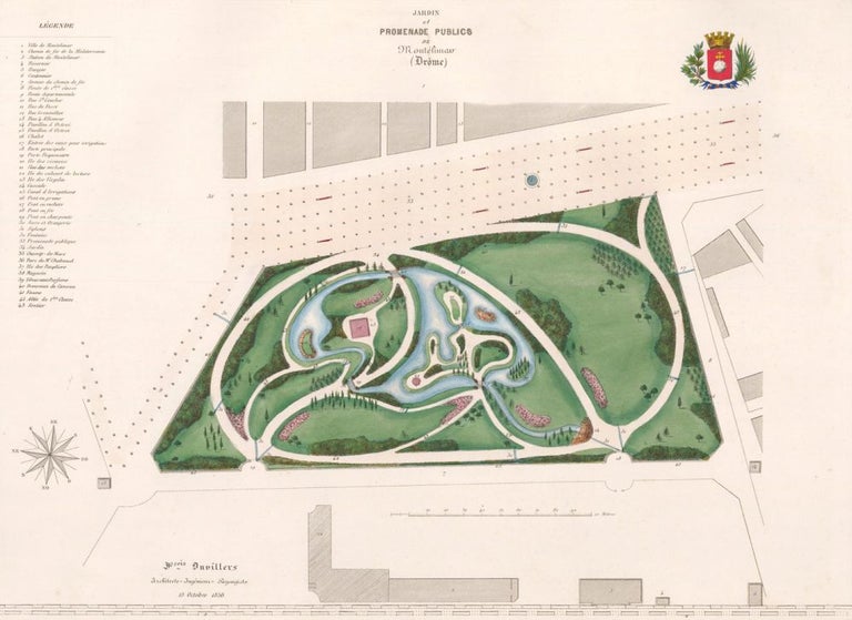 Item nr. 157616 Pl. 1. Jardin et Promenade Publicsde Montélimau (Drôme). Les parcs et jardins. François Duvillers.