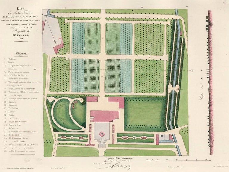 Item nr. 157617 Pl. 24. Plan du Jardin Fruitier du Château caire, rade du lazaret... Propriete de Mr. Chargé... Les parcs et jardins. François Duvillers.