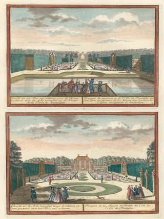 Item nr. 157833 Plates 15 & 16. Gezicht uit het Huis van achteren over de Bloemparterres door de...