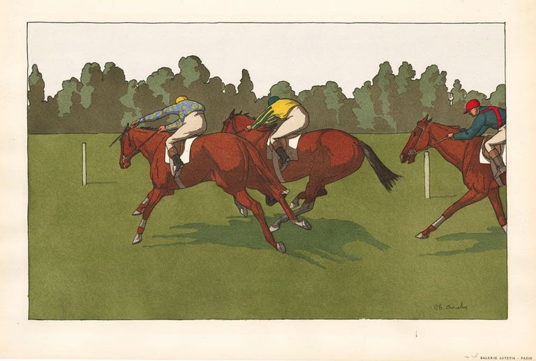 Item nr. 158923 Pochoir Equestrian Scene No. 4. Charles Ancelin.