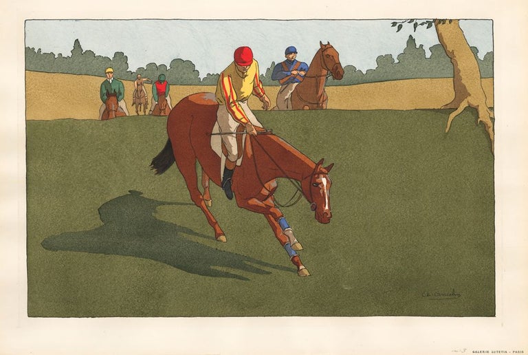 Item nr. 158924 Pochoir Equestrian Scene No. 3. Charles Ancelin.