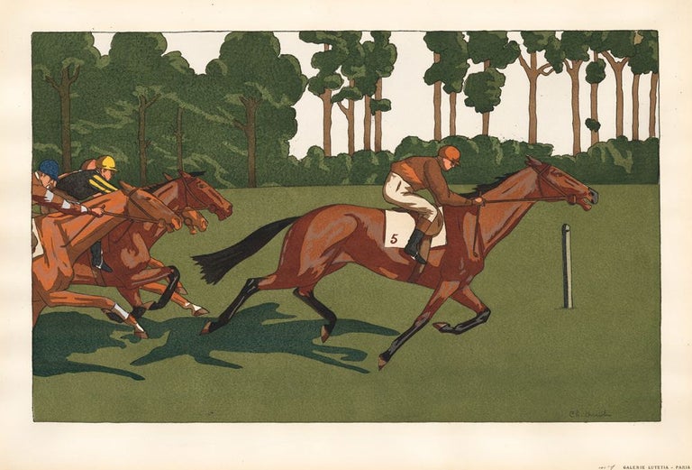 Item nr. 158926 Pochoir Equestrian Scene No. 1. Charles Ancelin.