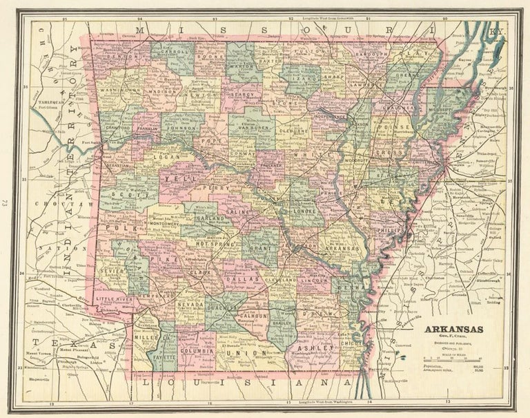 Item nr. 159014 Map of Arkansas. George Franklin Cram.