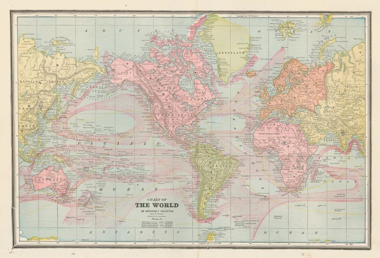 Item nr. 159023 Chart of the World. Cram's Unrivaled Atlas of the World. George Franklin Cram.