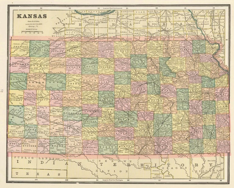 Item nr. 159027 Kansas. Cram's Unrivaled Atlas of the World. George Franklin Cram.