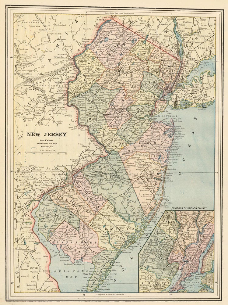 Item nr. 159032 New Jersey. Cram's Unrivaled Atlas of the World. George Franklin Cram.