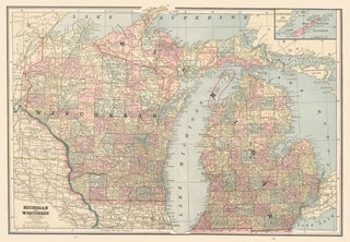 Item nr. 159033 Michigan and Wisconsin. Cram's Unrivaled Atlas of the World. George Franklin Cram