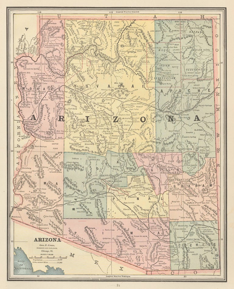 Item nr. 159035 Arizona. Cram's Unrivaled Atlas of the World. George Franklin Cram.