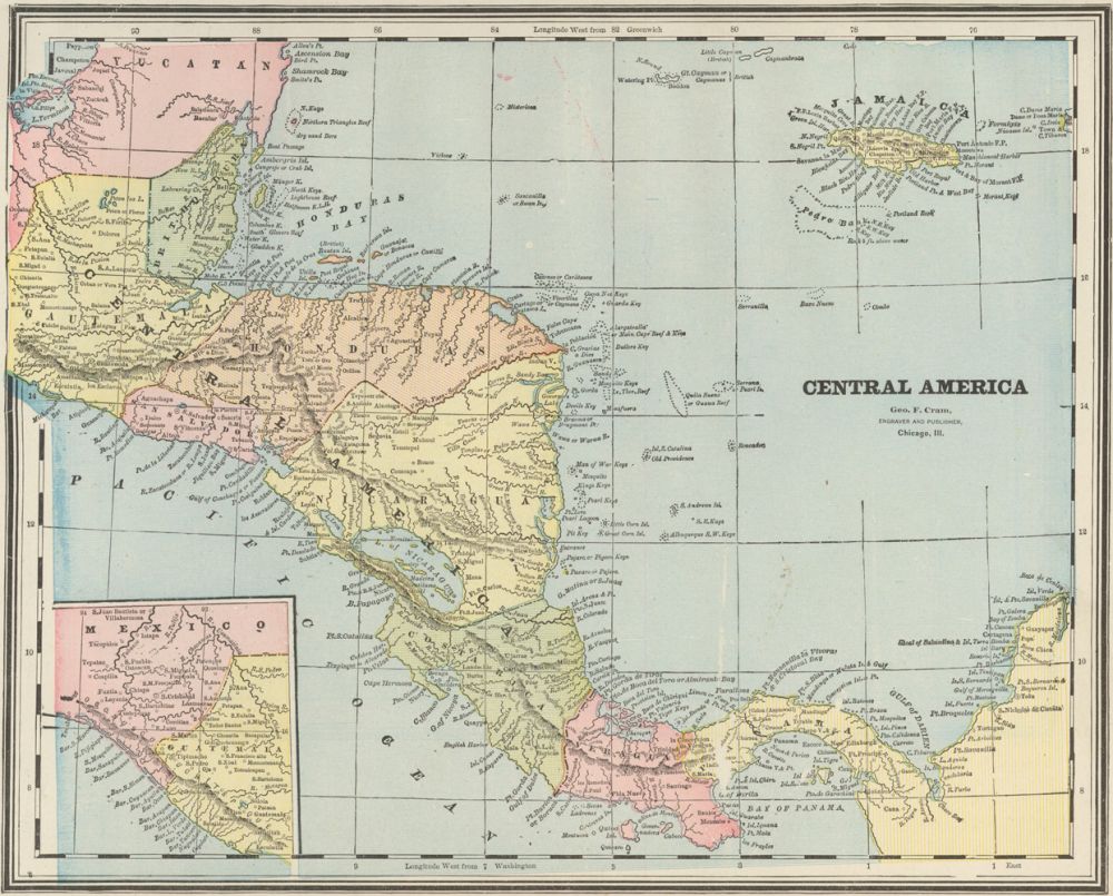 Central America. Cram's Unrivaled Atlas of the World | George Franklin Cram