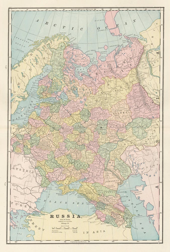Item nr. 159080 Russia. Cram's Unrivaled Atlas of the World. George Franklin Cram.