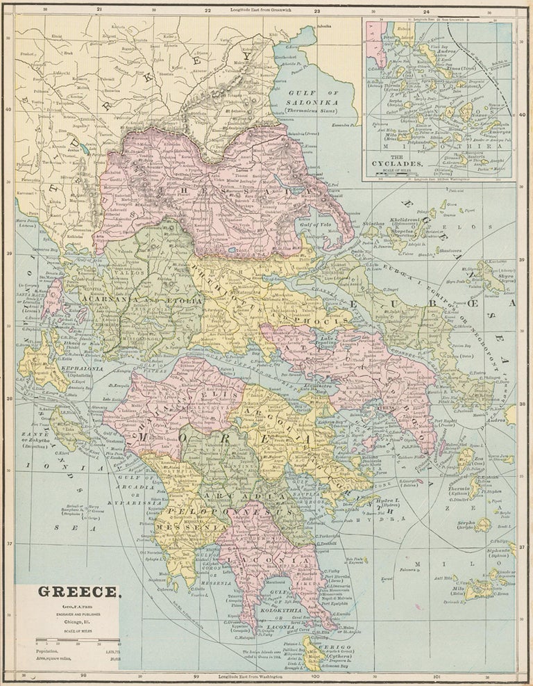 Item nr. 159082 Greece. Cram's Unrivaled Atlas of the World. George Franklin Cram.