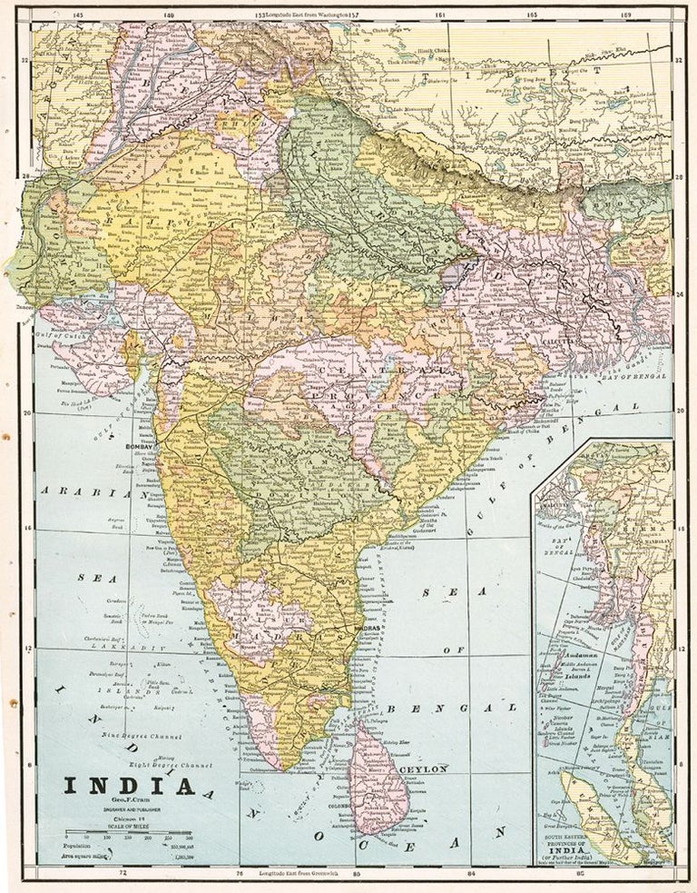 Item nr. 159089 India. Cram's Unrivaled Atlas of the World. George Franklin Cram.