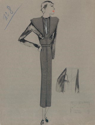 Item nr. 159218 Black Structured Midi Dress. Fashion Illustrations. Charlotte Revyl