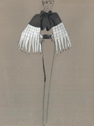 Item nr. 159224 Black and White Fur Cape. Fashion Illustrations. Charlotte Revyl