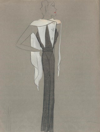 Item nr. 159254 Peach and White Shawl. Fashion Illustrations. Charlotte Revyl