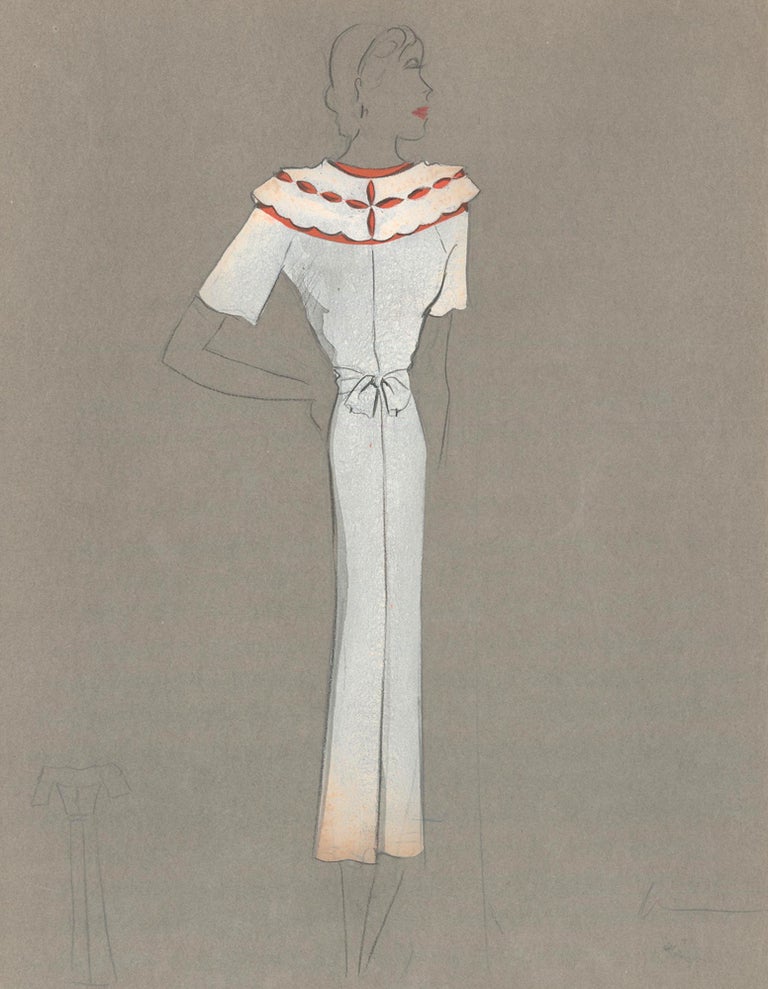 Item nr. 159259 White Midi Dress with Eyelet Shoulder Detail. Fashion Illustrations. Charlotte Revyl.