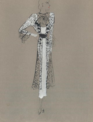 Item nr. 159295 Sheer Cover with Belt and Collar Detail. Fashion Illustrations. Charlotte Revyl