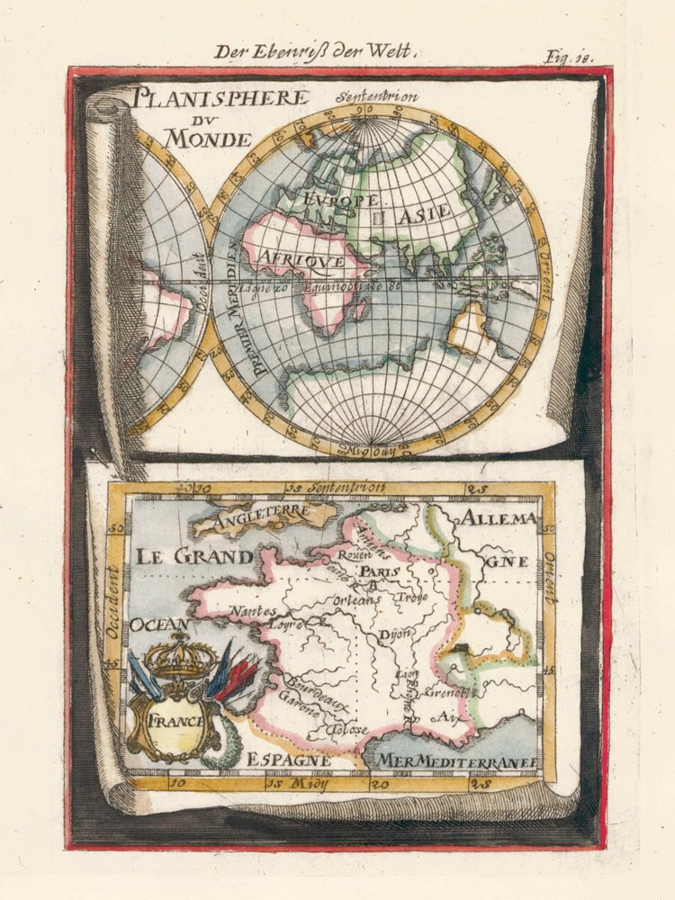 Item nr. 159643 Map of the world and France... Description de l'Univers. Allain Manesson Mallet.