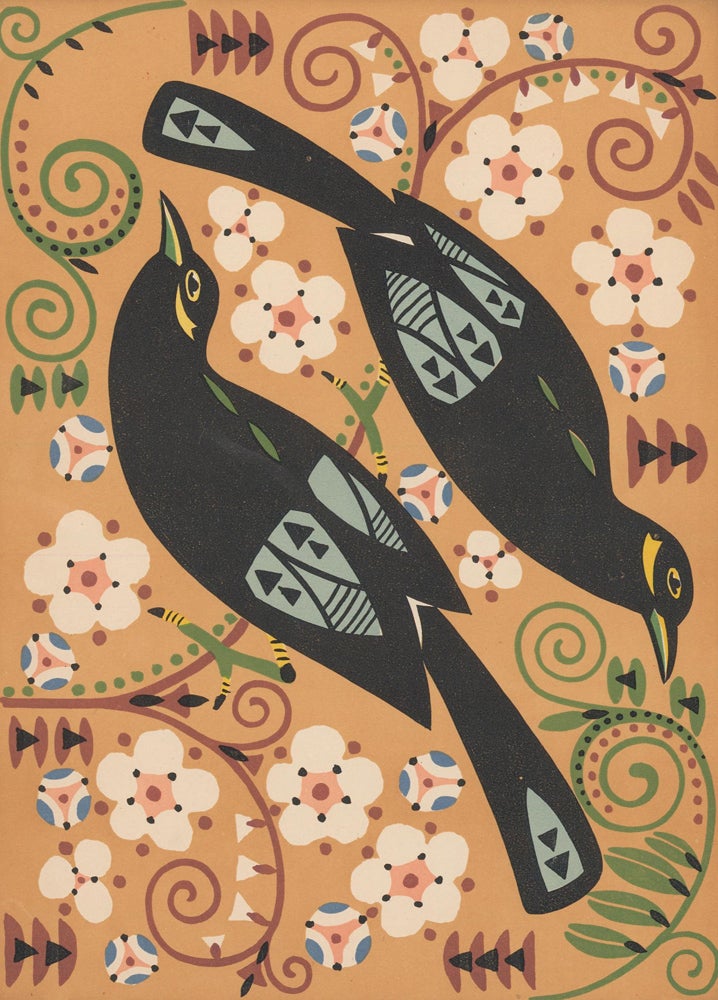 Item nr. 159856 No. 24, Two Black Birds with Flowers. Nakagawa Zhuanshu. Anonymous.
