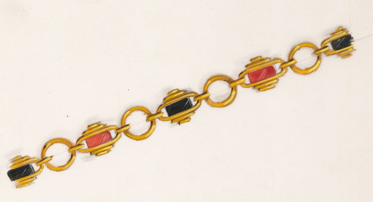 Item nr. 159875 Gold Bracelet Design. Parisian School.