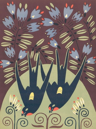Item nr. 159885 No. 21, Two Black Birds with Flowers. Nakagawa Zhuanshu. Anonymous