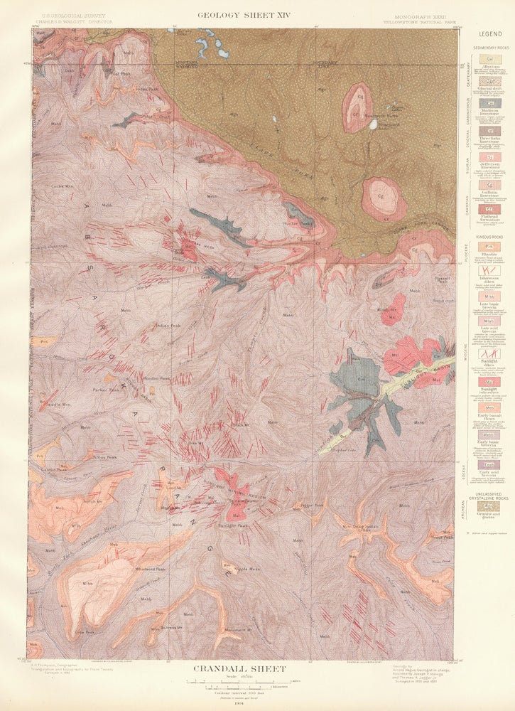 Item nr. 159966 Crandall Sheet. Atlas to Accompany Monograph XXXII on the Geology of the Yellowstone National Park. Arnold Hague.