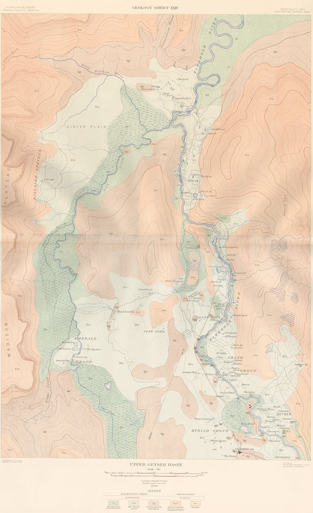 Item nr. 159976 Upper Geyser Basin. Atlas to Accompany Monograph XXXII on the Geology of the Yellowstone National Park. Arnold Hague.