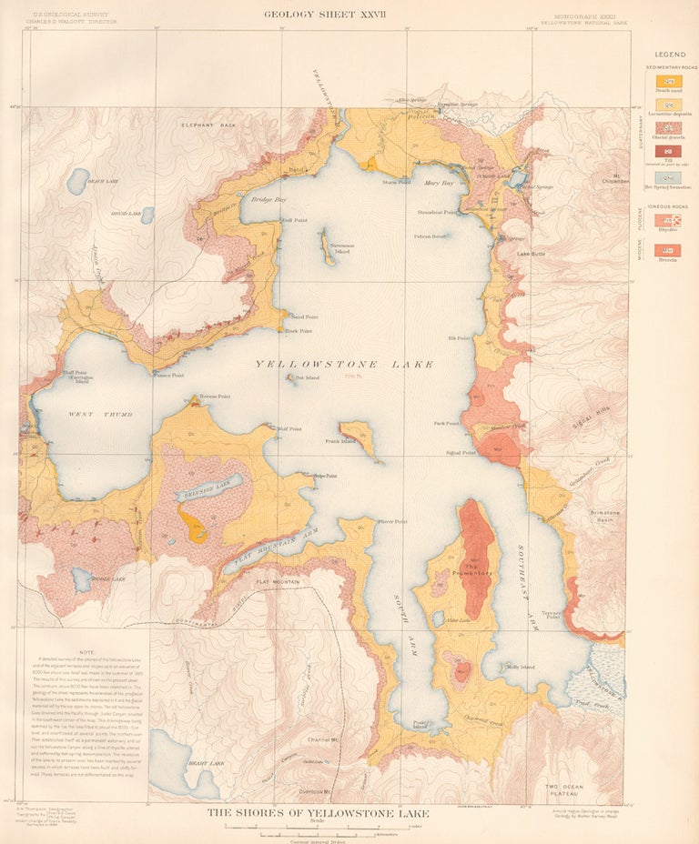 Item nr. 159979 The Shores of Yellowstone Lake. Atlas to Accompany Monograph XXXII on the Geology of the Yellowstone National Park. Arnold Hague.
