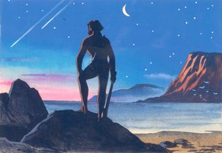 Item nr. 160073 Neanderthal with Nightscape. Science Fiction Imagery and Futuristic Landscapes....