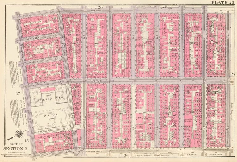 Item nr. 160190 Section 2: Plate 25. Land Book of the Borough of Manhattan, City of New York. Bromley, GW Bromley, Co.