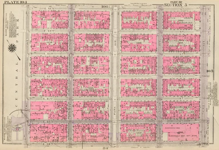 Item nr. 160240 Section 5: Plate 104. Land Book of the Borough of Manhattan, City of New York. Bromley, GW Bromley, Co.
