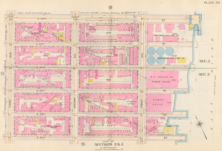 Item nr. 160327 Sections 2 & 5: Plate 24. Atlas of the City of New York. Bromley, GW Bromley, Co.